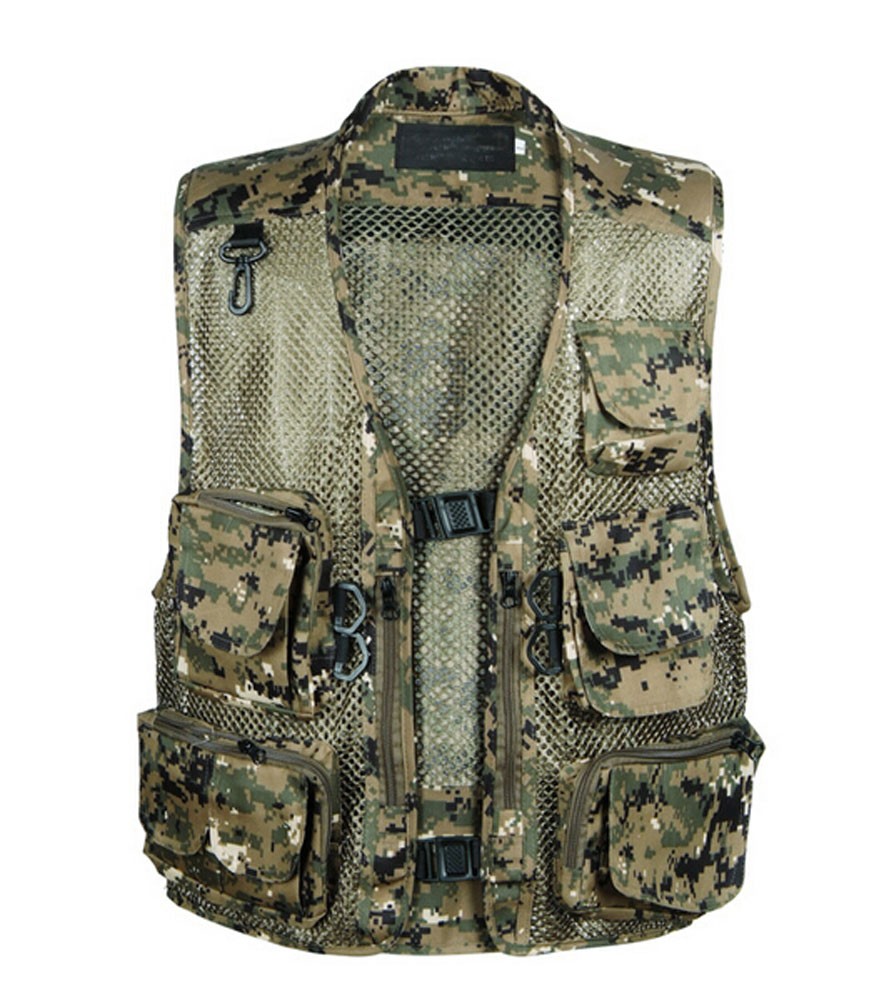 Soft Mesh Camouflage Men's Fishing Vest Waistcoat, XL