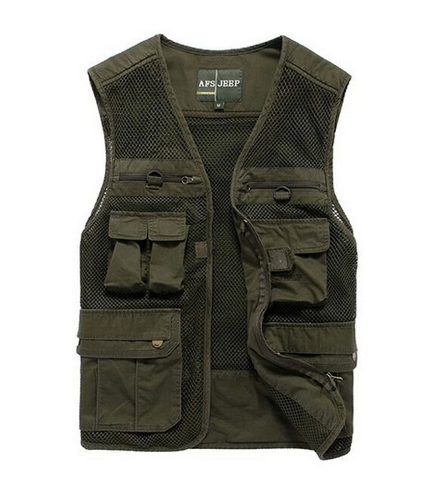 Fashion Outdoor Men's Mesh Breathable Fishing Vest Waistcoat ARMY GREEN, 2XL