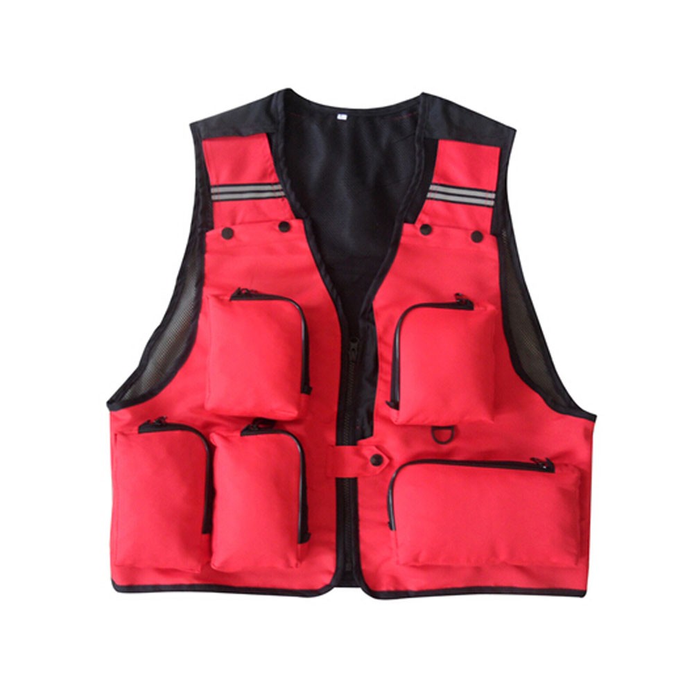 Fisherman Vest Photographer Waistcoat For Men RED, XXL