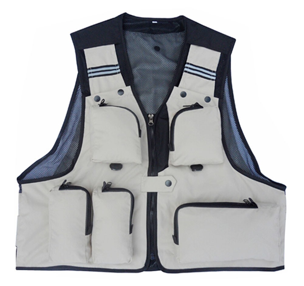 Outdoor Men's Fishing Jacket Multifunctional Vest BEIGE, XXL