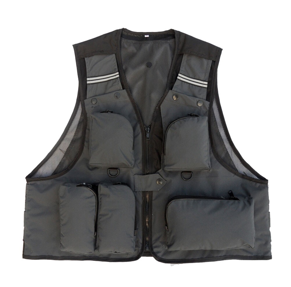 Outdoor Men's Fishing Jacket Multifunctional Vest GRAY, XXL