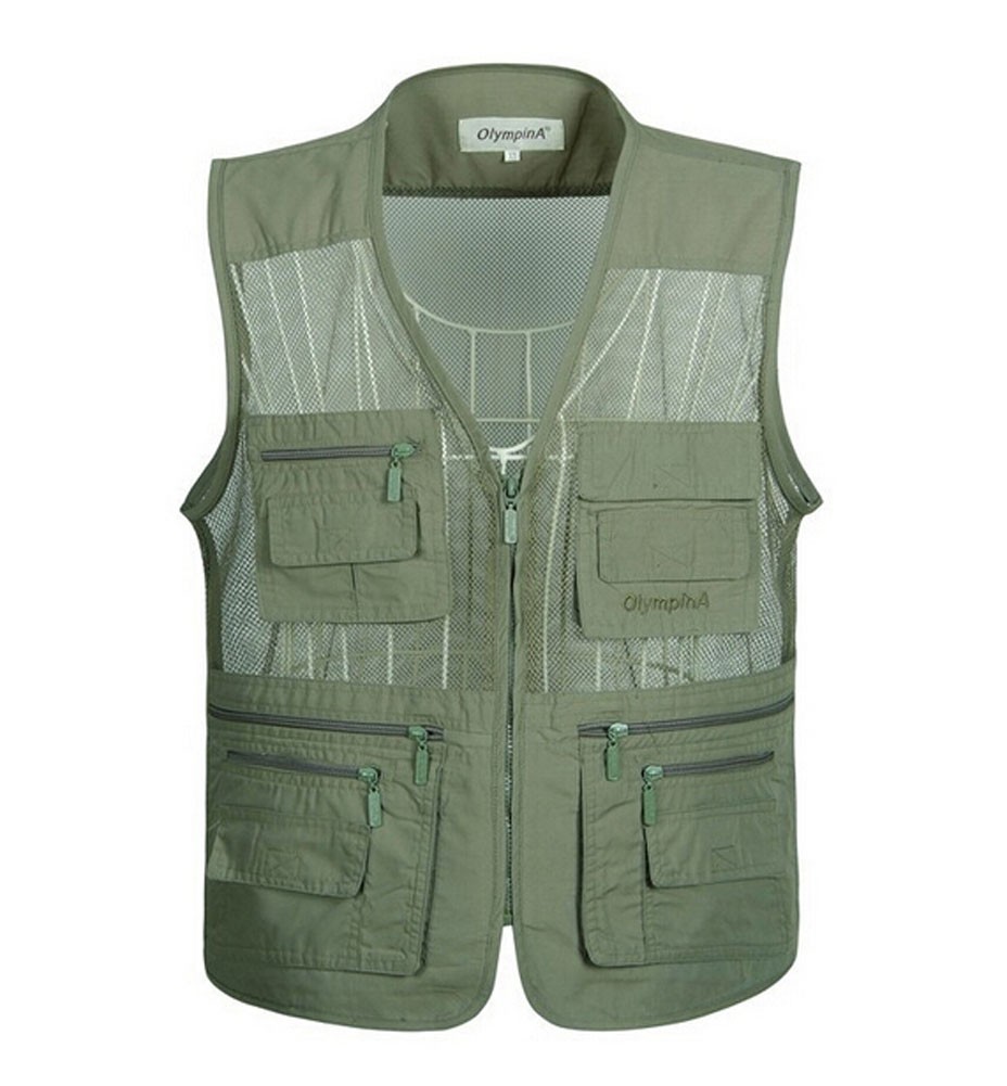 Summer Outdoor Mesh Middle-aged Men Fishing Vest Waistcoat ARMY GREEN, 4XL