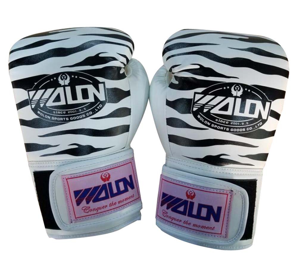 Tiger Stripes Adult Boxing Gloves Training Gloves BLACK WHITE, 10 Ounce