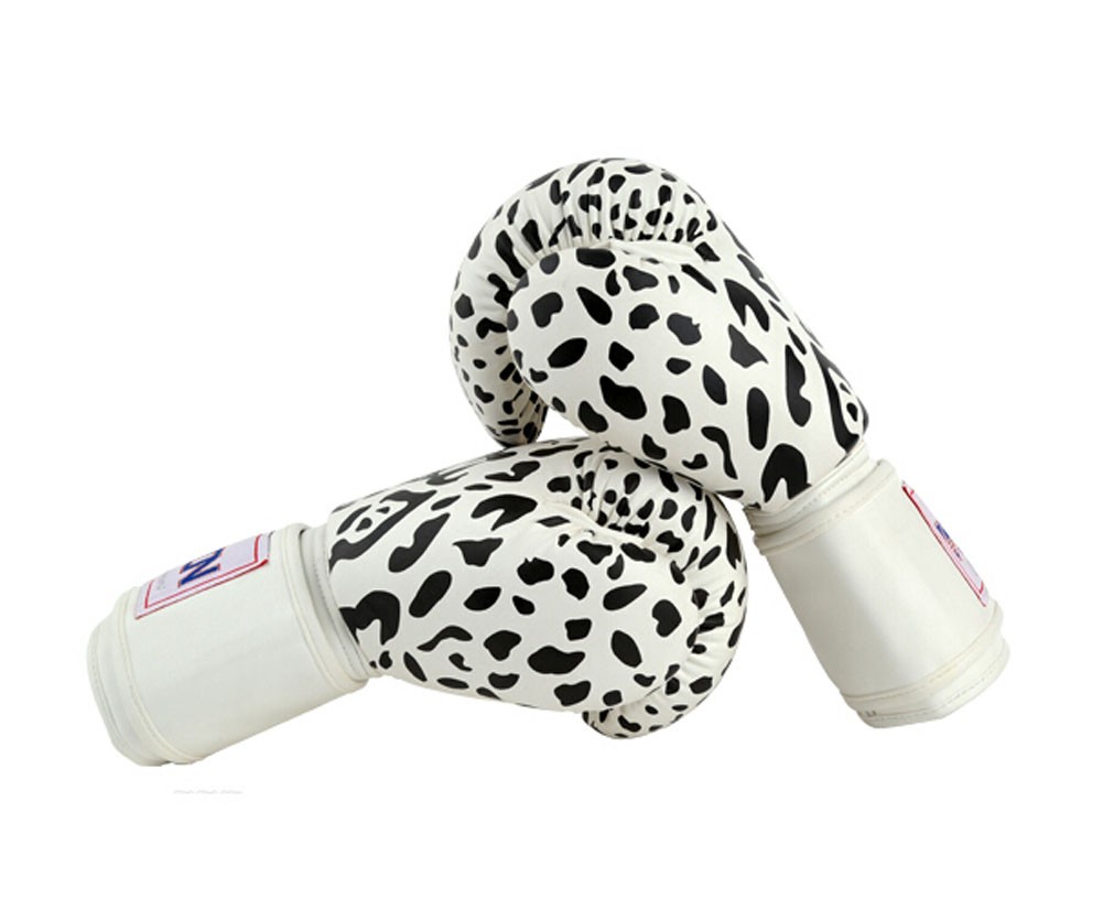 Sexy Leopard Adult Boxing Gloves Training Gloves BLACK WHITE, 10 Ounce