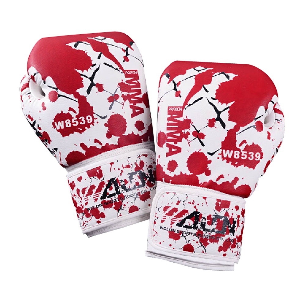 Cool Adult Boxing Gloves Training Gloves RED WHITE, 10 Ounce