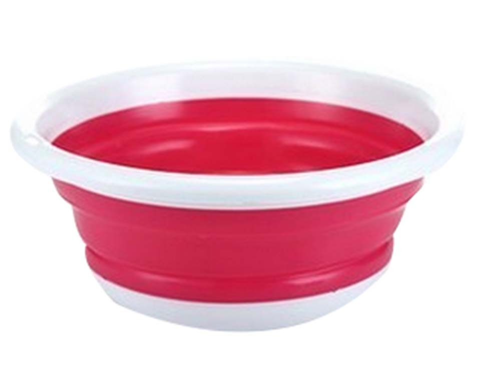 Collapsible Bucket Wash Basin Outdoors Portable Barrel Folding Basin,Red