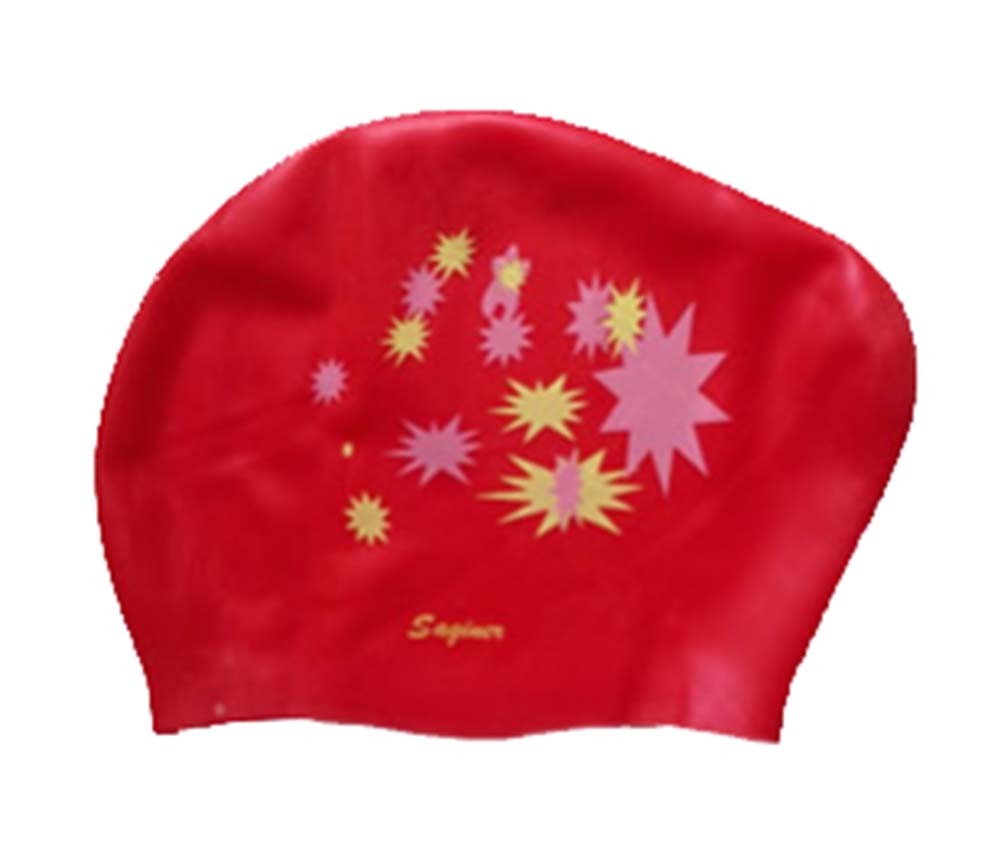 Beautiful Design Waterproof Premium Long Hair Swim Cap For Women Red