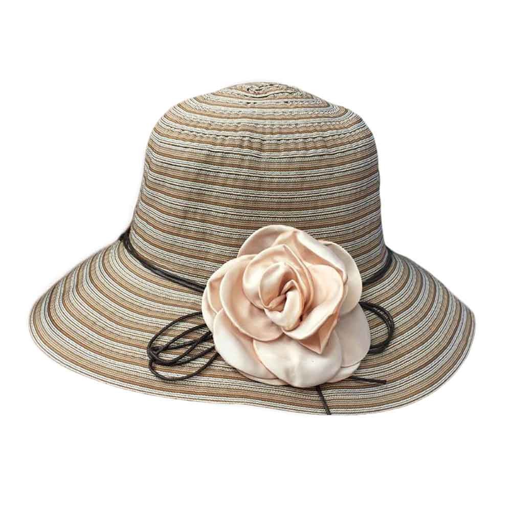 Flower Wide Brim Beach Hat Summer Foldable Sun Hat Straw Hats for Women