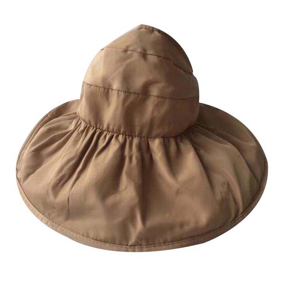 Women's Large Wide Brim Floppy Beach Hat Adjustable Sun Hat Sun Visor Cap Khaki