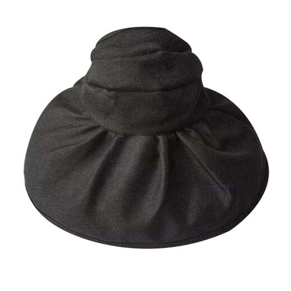 Women's Fashion Sun Visor Cap Large Wide Brim Hat Beach Straw Summer Hat Black