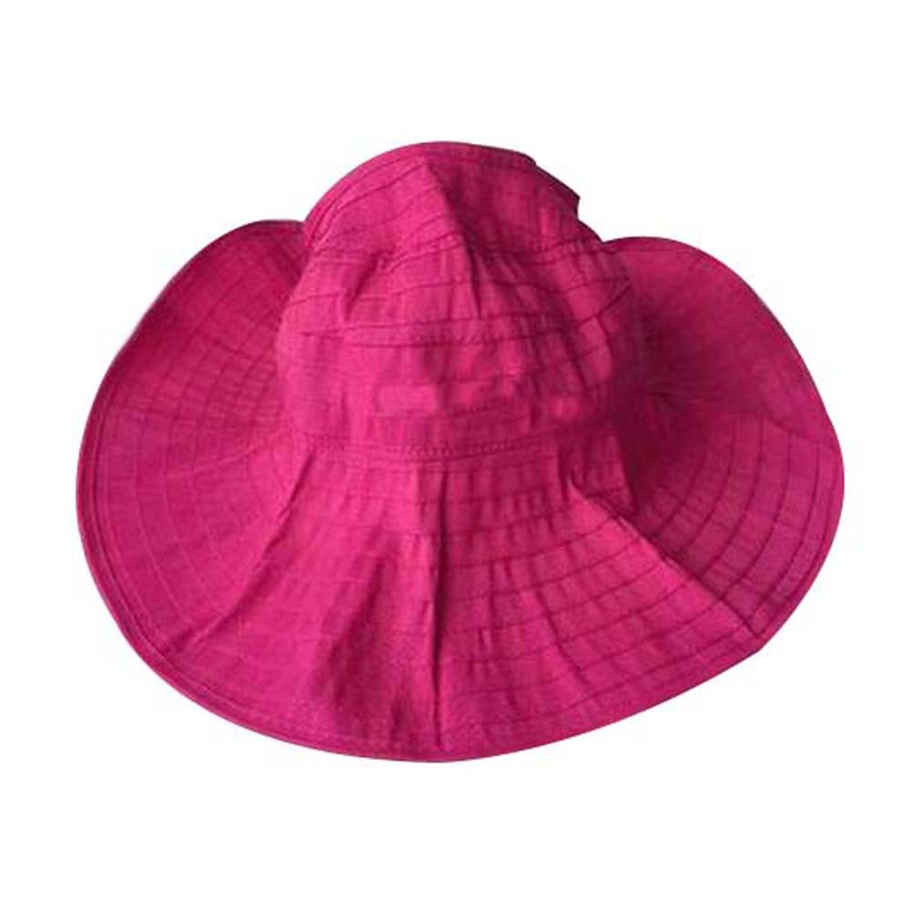 Reversible Beach Hat Women's Fashion Wide Brim Hat Packable Summer Cap Rose Red