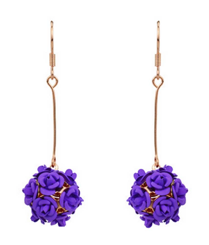 Women Long Earrings Rose Earrings Jewelry Earrings Stud Earrings Gifts ,Purple