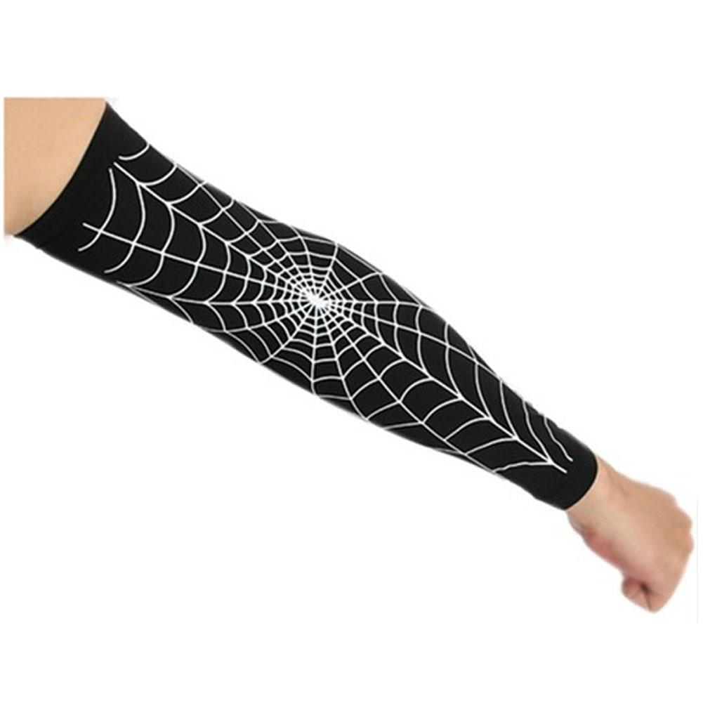 BLACK With WHITE Spider Web Compression Basketball Shooter Sleeve, Size M