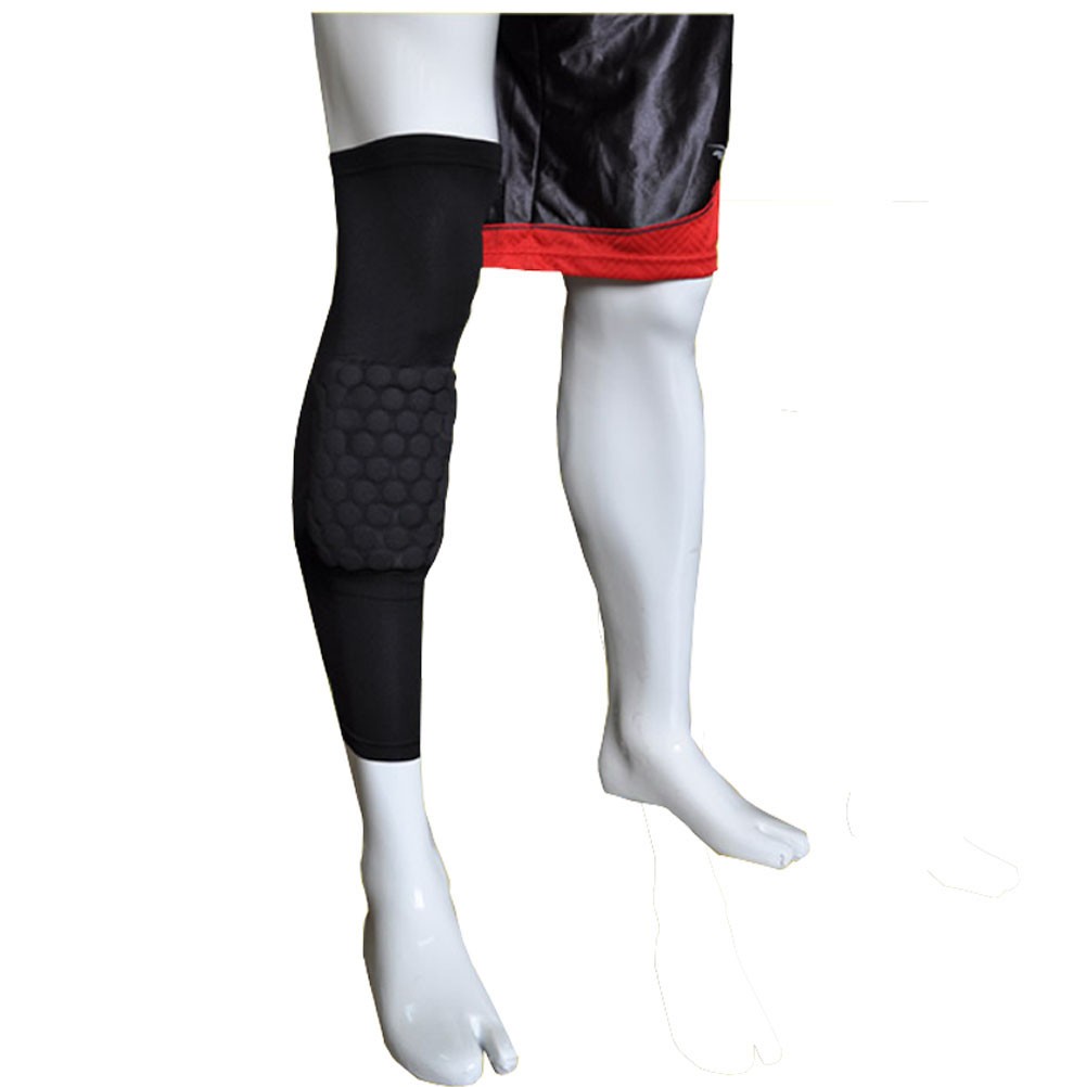 [BLACK] Long Comb Pad Compression Basketball Leg Sleeve One Pic, Size L