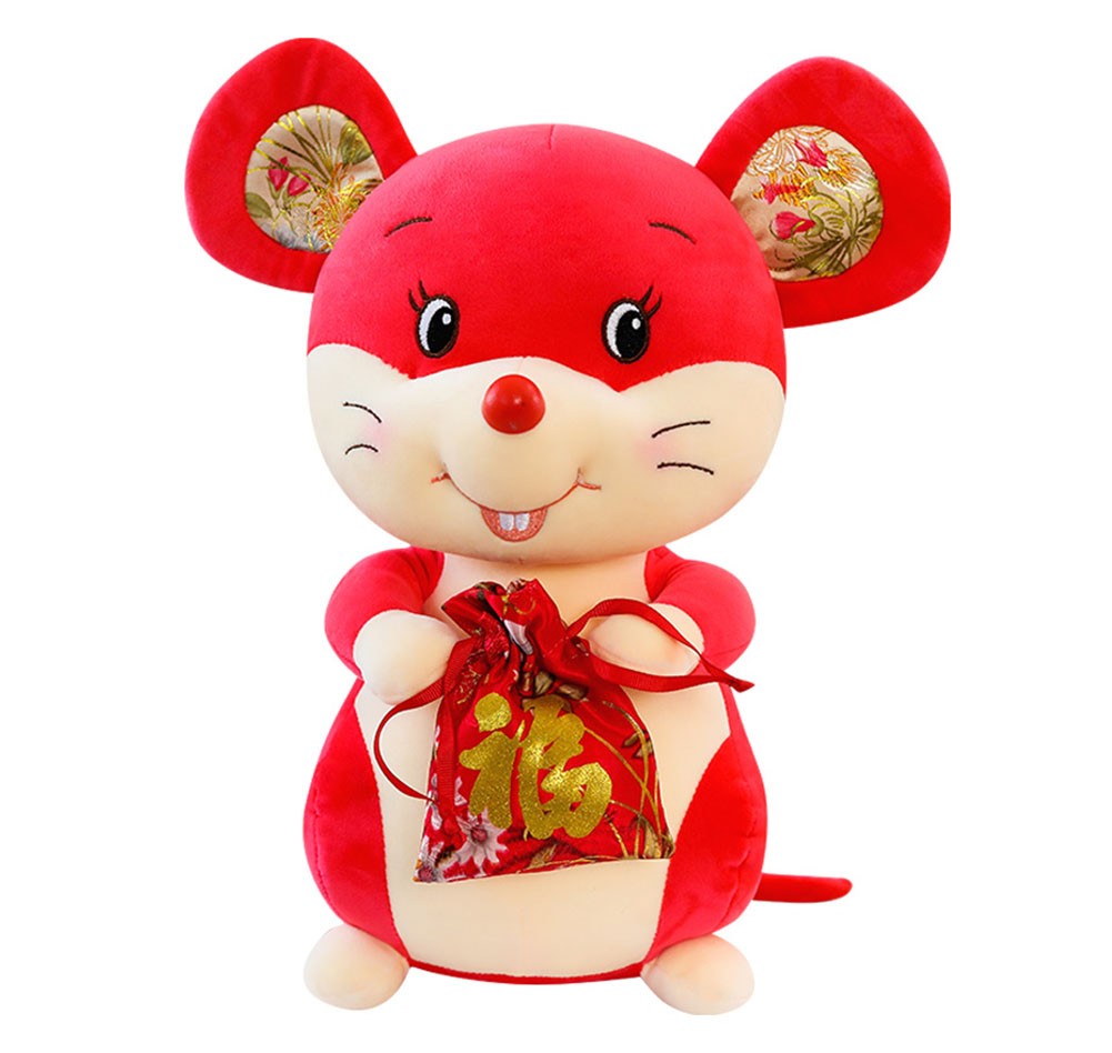 Cute Lucky Mouse Plush Toy 2020 Decorative Rat for New Year Festival and Party 40cm