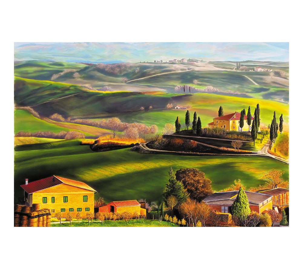 520 Pieces Jigsaw Puzzle for Adults Wooden Assemble Puzzle Game, Rural Scenery