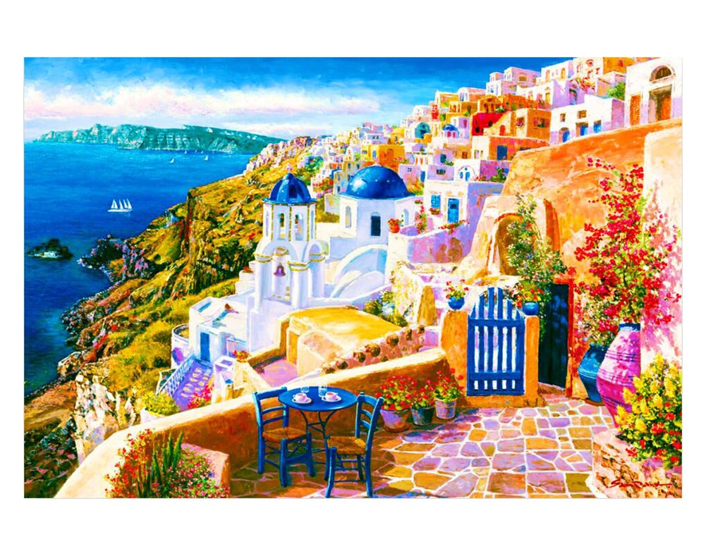 1000 Pieces Jigsaw Puzzle Wooden Oil Painting Style Puzzle Game, Aegean Sea