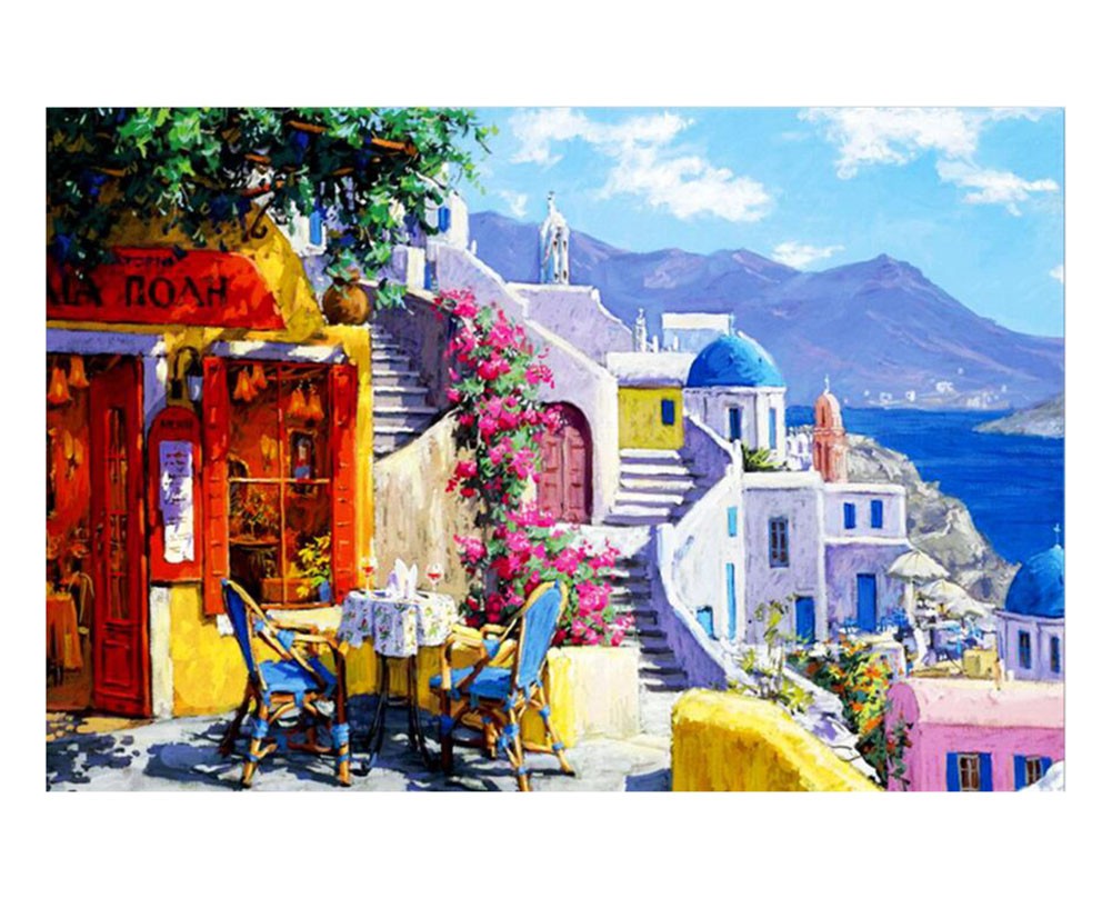1000 Pieces Jigsaw Puzzle for Adult Oil Painting Style Aegean Sea Puzzle Assemble Toy
