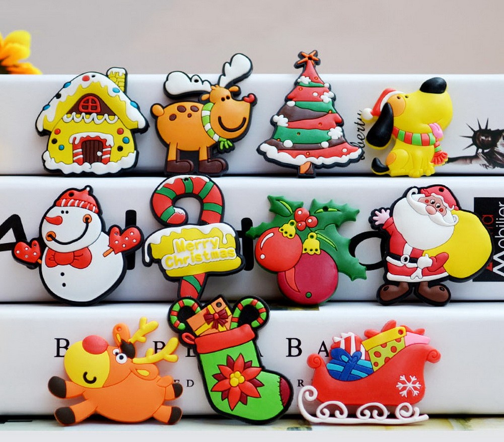 Chrismas Tree Snowman Elk Fridge Magnets Gift for Kids 11 PCS