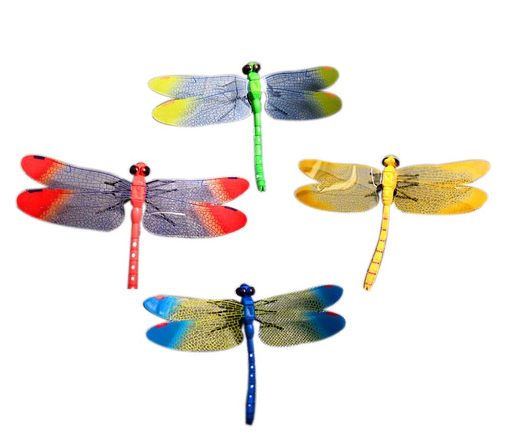 Colorful Simulated Dragonfly Figures Toy Halloween Joke Trick Kids Educational Toys, 8 Pcs