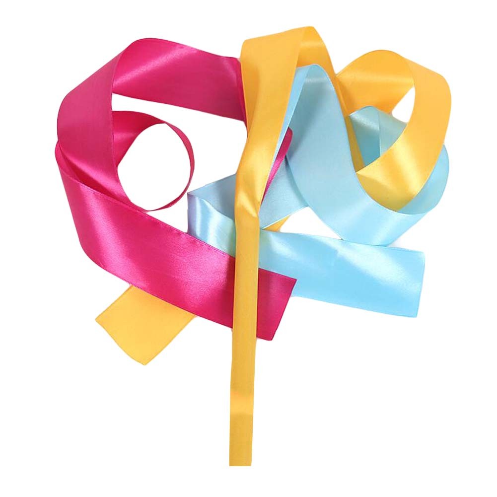 2 Pcs Dance Ribbon Dancing Props Kids Gymnastics Ribbon / Blue&Yellow&Rose