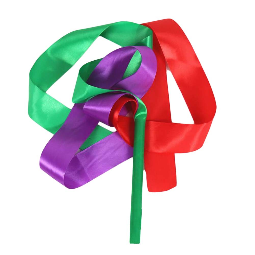2 Pcs Dance Ribbon Dancing Props Kids Dance Streamers/ Green&Red&Purple