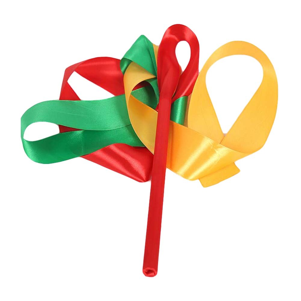 2 Pcs Dance Ribbon Dancing Props Kids Dance Streamers / Green&Red&Yellow