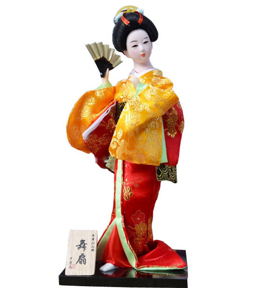Japanese Geisha Doll Holding A Fan Furnishing Articles, Random Style