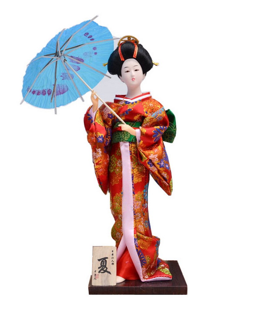 Japanese Geisha Doll Takeing An Umbrella Furnishing Articles, Random Style