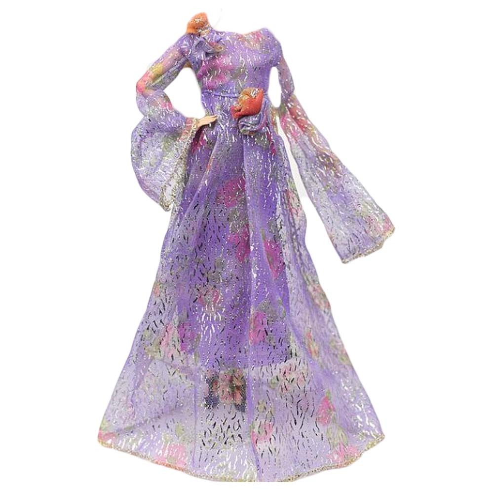 Purple Handmade Retro Evening Dress Long Sleeves Princess Dress Wedding Party Dress Doll Clothes for 11.5 inch Doll