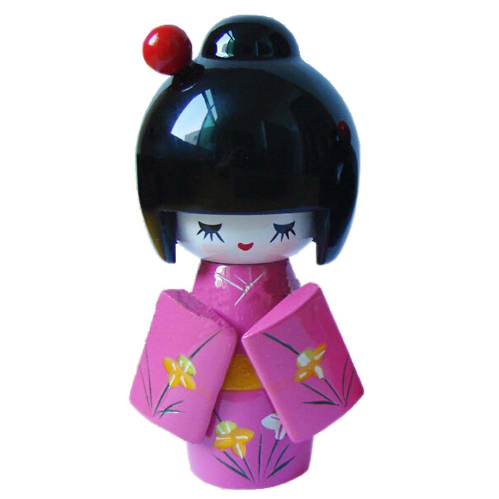 Cute Shy Girls Japanese Kimono Doll Toy for Home Office Desk Decorative,Rose