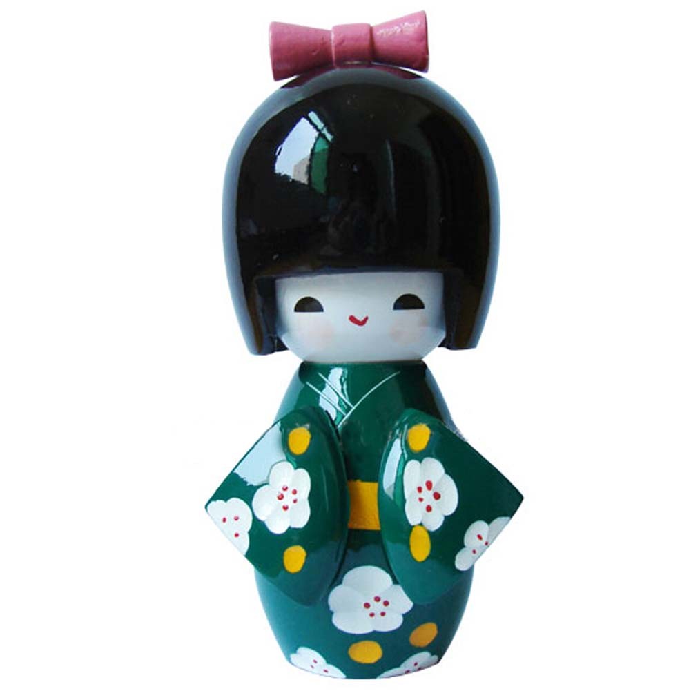 [Wintersweet]Japanese Kimono Doll Toy Japanese Girl Puppet, Green
