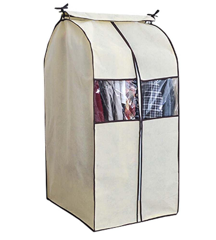 One Storage Garment Shoulder Cover Suit Dust Cover Hanging Coat Pocket 60x50x100CM (Beige)