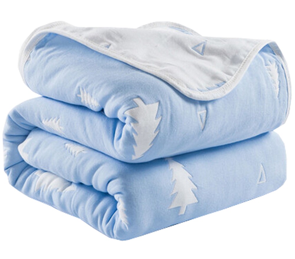 Summer Soft Cotton Gauze Baby Towel Quilt Toddler Blankets Carpet 43.3"x 43.3" (Blue)