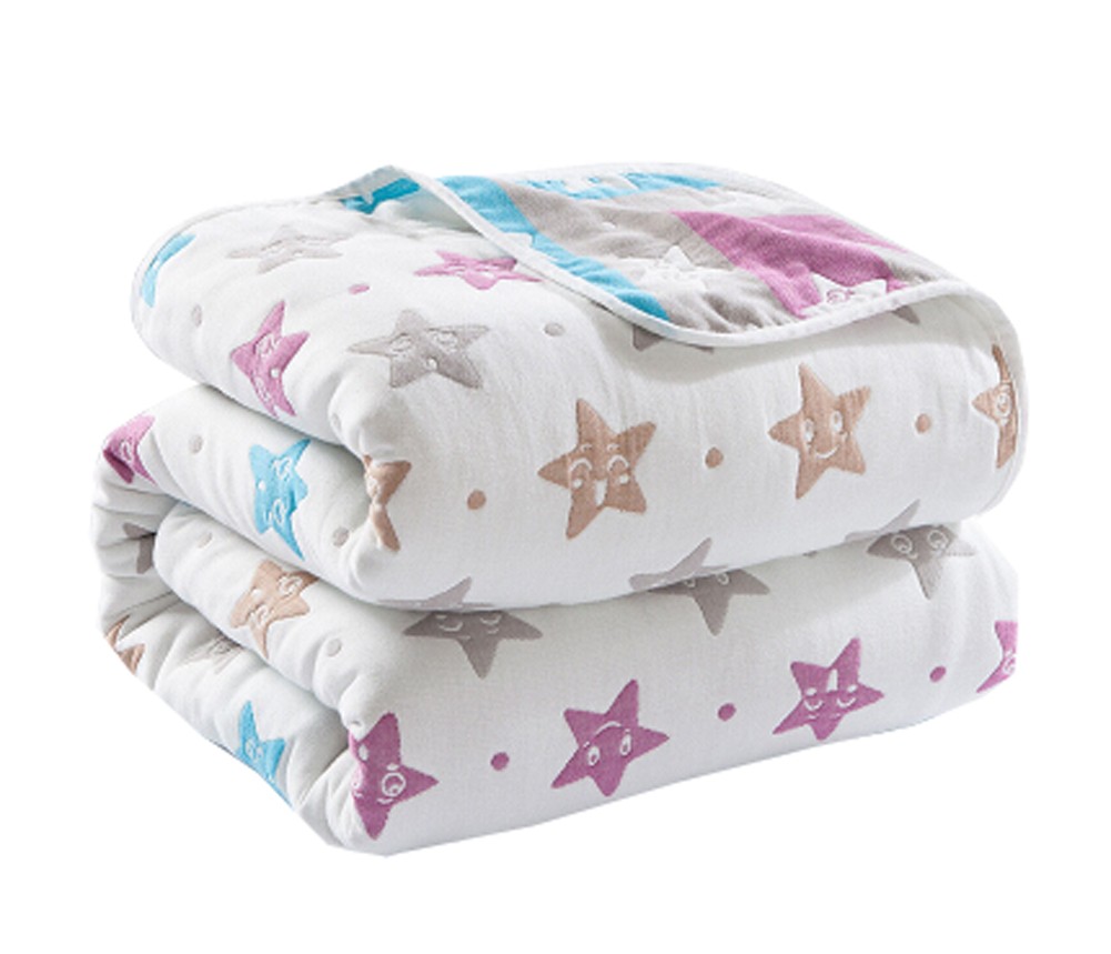 Soft Cotton Gauze Baby Towel Blanket Toddler Blankets Covered Blanket 35.43"x 39.37" (Stars)
