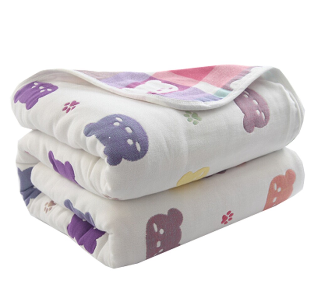 Soft Cotton Gauze Baby Towel Blanket Toddler Blankets Covered Blanket 35.43"x 39.37" (Bear)