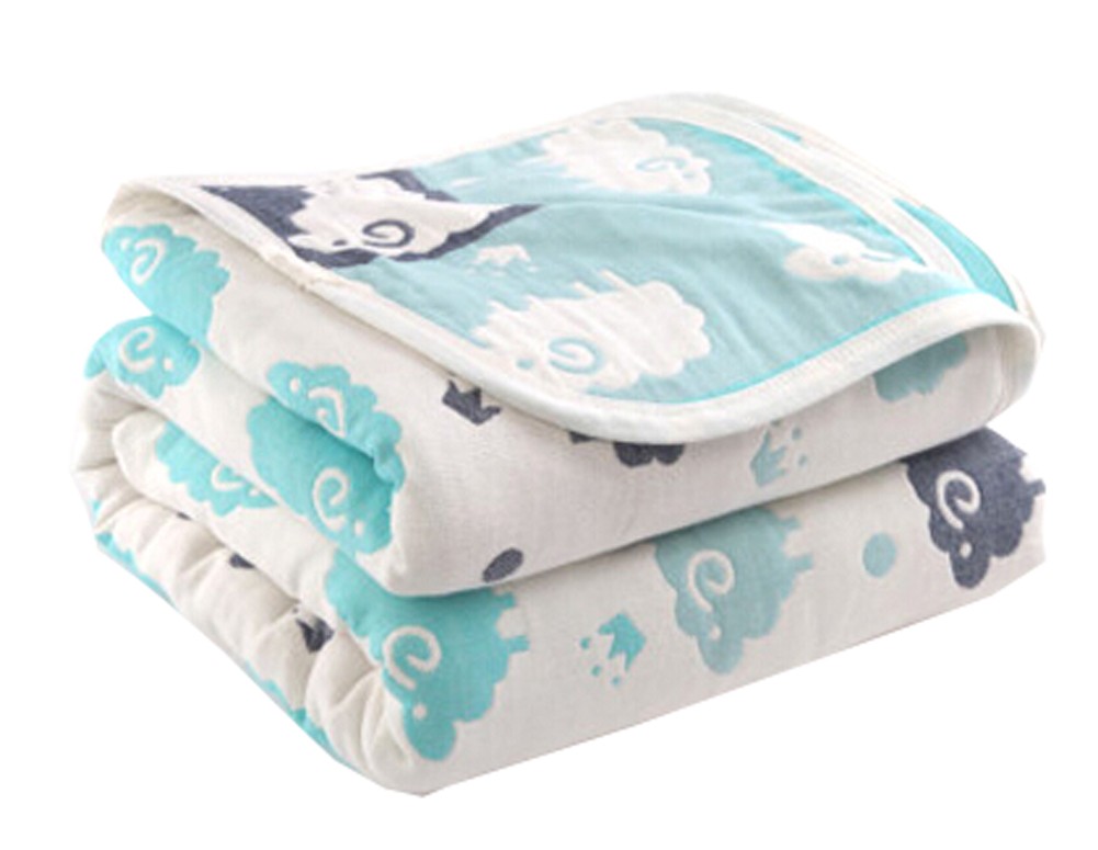Soft Cotton Gauze Baby Towel Blanket Toddler Blankets Covered Blanket 35.43"x 39.37" (Cartoon Sheep)