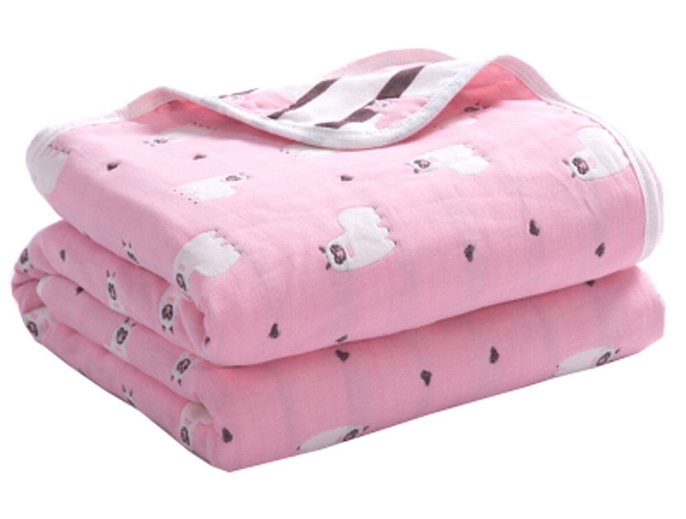Soft Cotton Gauze Baby Towel Blanket Toddler Blankets Covered Blanket 35.43"x 39.37" (Pink)