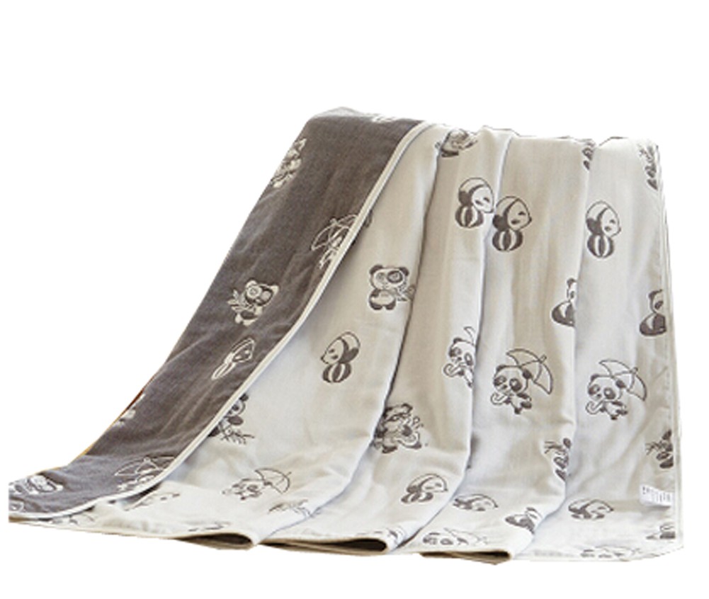 Cotton Gauze Newborns Single Towel Blanket Bed Sheet Bath Towel 35.43"x 39.37" (Panda)