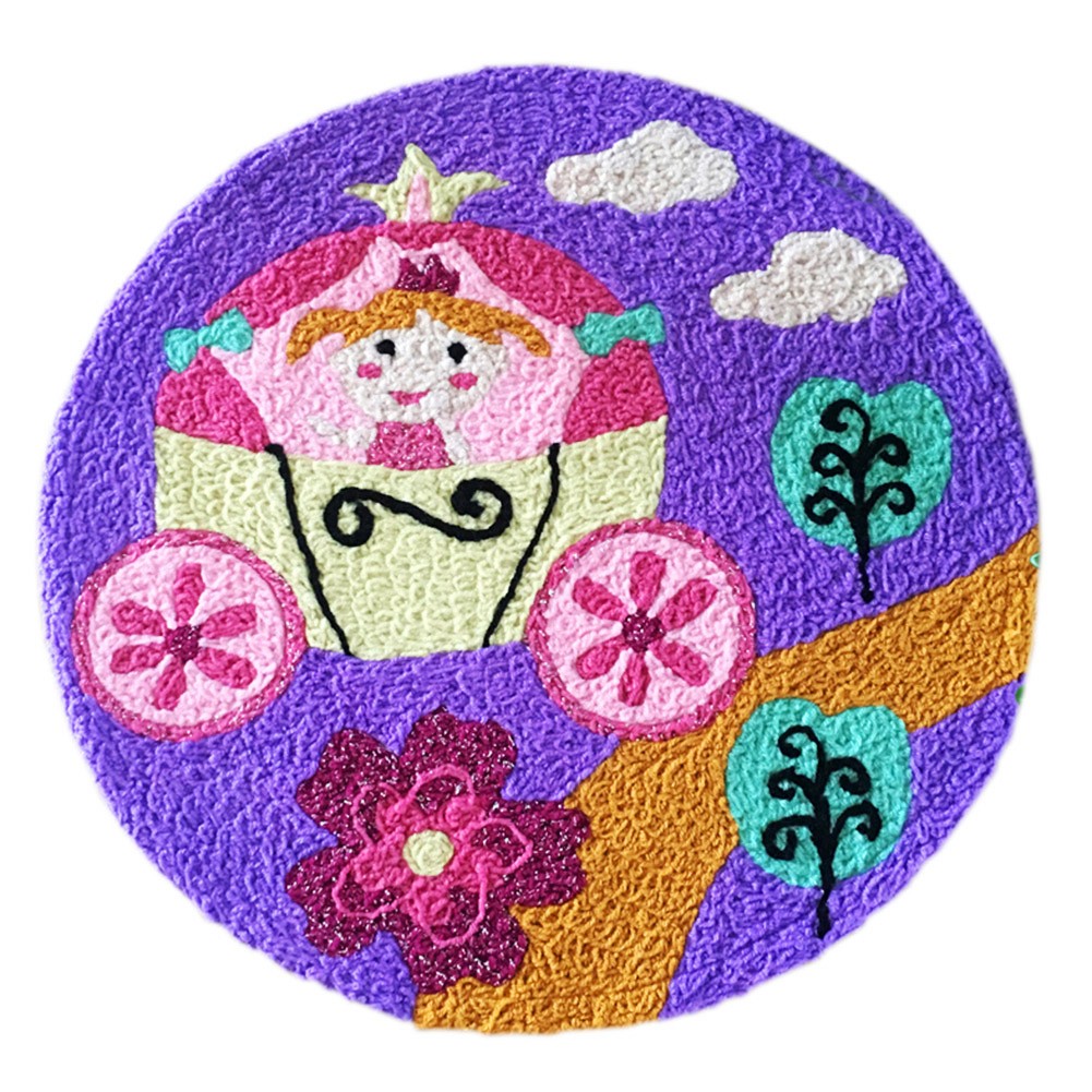 [Princess] Children Bedroom Decor Rug Embroidered Mat Cartoon Carpet,23.62x23.62 inches