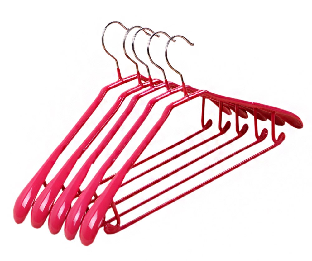 10-Pack Anti-slip Plastic + Metal Clothes Hangers Adult Suit/Pants Plastic Hangers, #25 Pink
