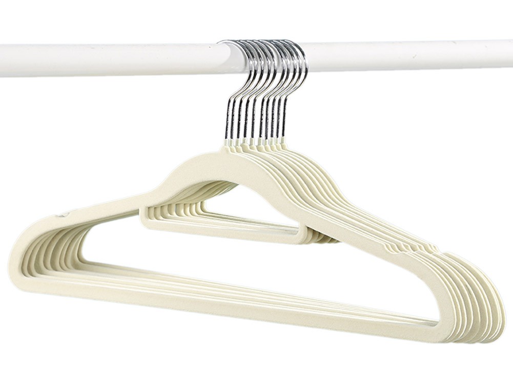 10-Pack Non-slip Velvet Hangers Trouser Hangers Durable Adult Wardrobe Clothes Hangers, #2 White