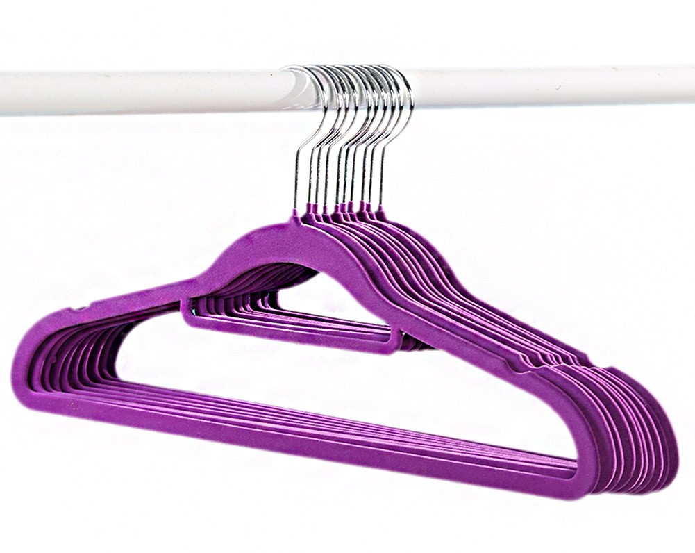 10-Pack Non-slip Velvet Hangers Trouser Hangers Durable Adult Wardrobe Clothes Hangers, #6 Purple