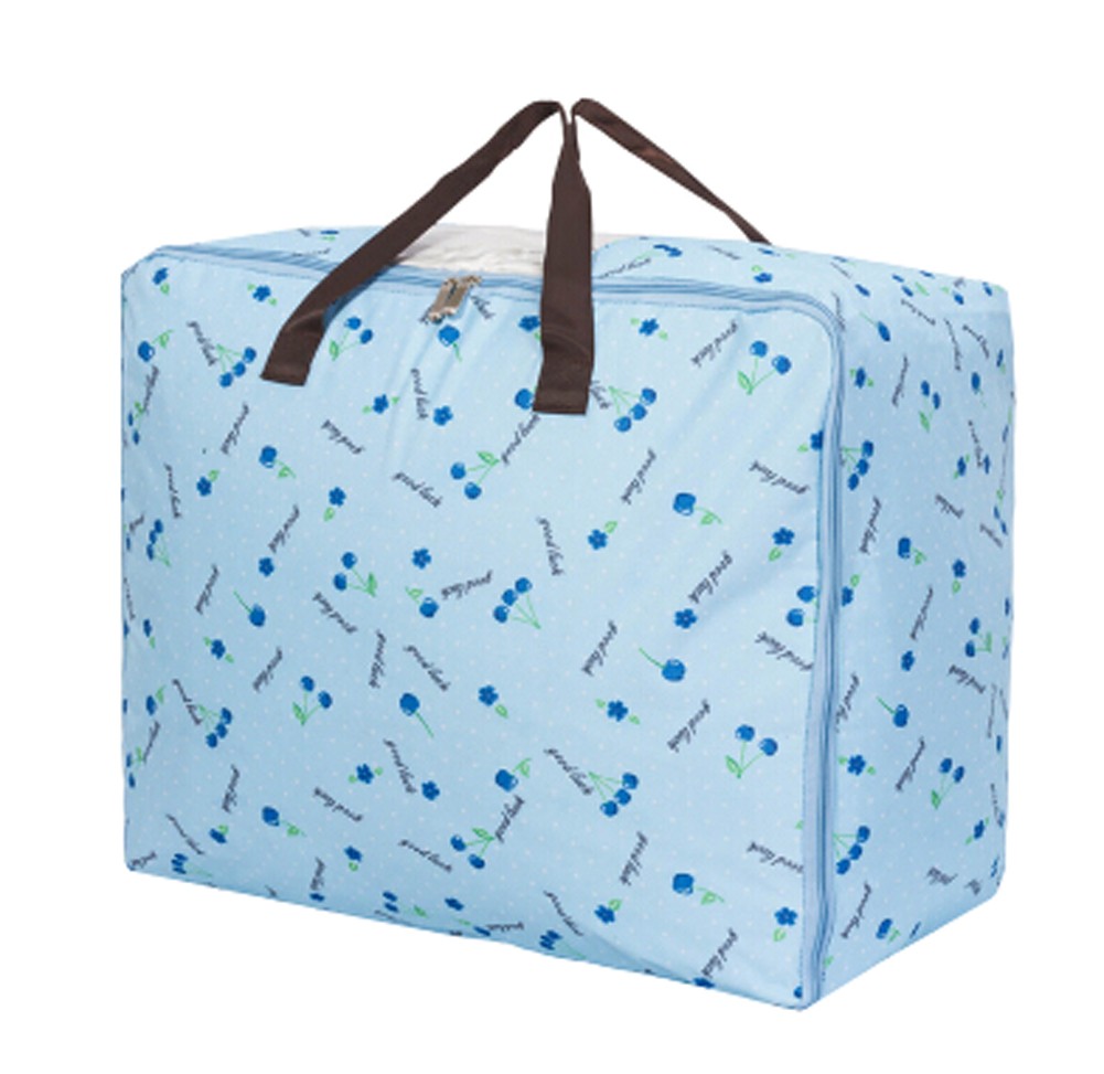 Two Oxford Waterproof Storage Quilt Bag Space Saver Bag Clothing Storage Box 60x47x30cm(Blue)