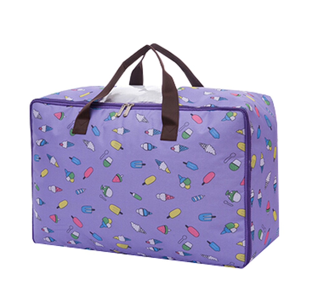 Two Oxford Waterproof Storage Quilt Bag Space Saver Bag Clothing Storage Box 60x47x30cm(Purple)