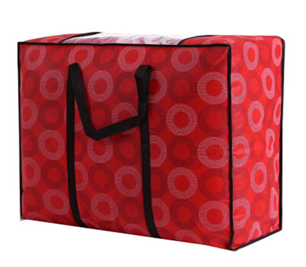 Two Nonwovens Storage Quilt Bag Space Saver Bag Clothing Storage Box 59x36x22CM (Red)