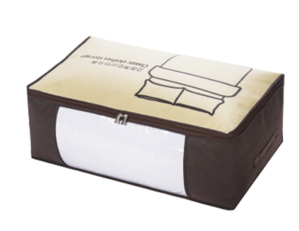 Two Nonwovens Storage Quilt Bag Space Saver Bag Clothing Storage Box 59x36x22CM (Brown 1)