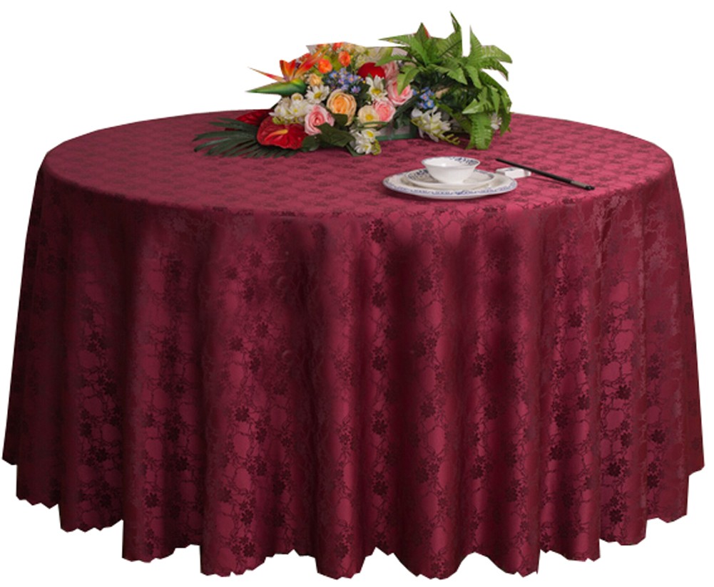 Dining Table Weddings Banquets Hotels Tabletop Accessories Round Tablecloths 220x220CM (Burgundy)