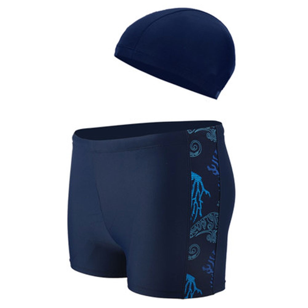 Mens Swim Trunk Shorts Swimwear Boxer Briefs(Trunk+Cap),XXL