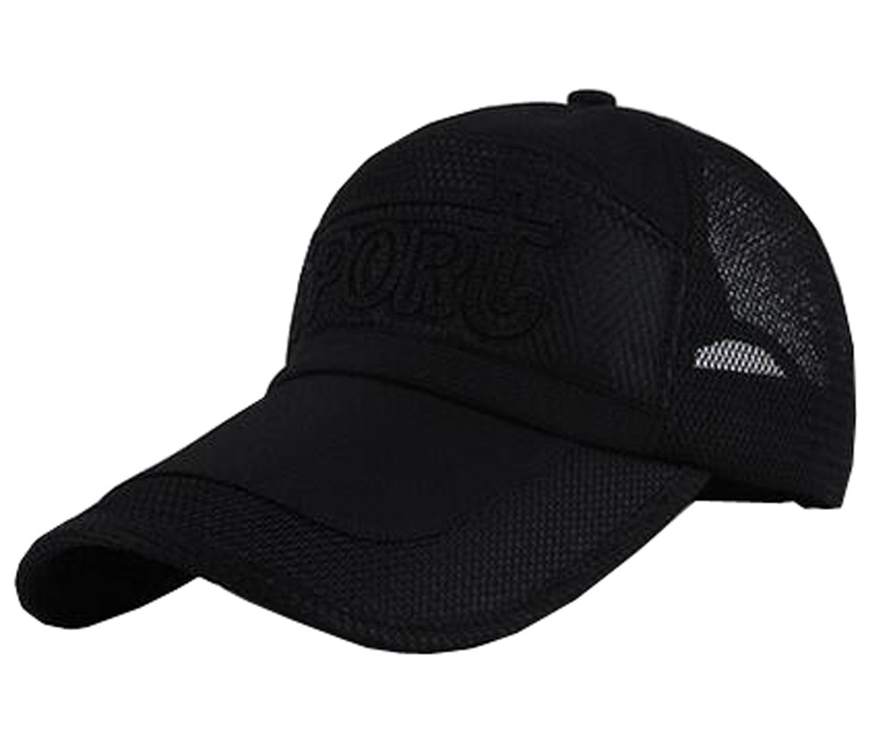 Outdoor Men's Cap Baseball Cap Summer Breathable Sunscreen Hat Adjustable Free Size(Black-3)